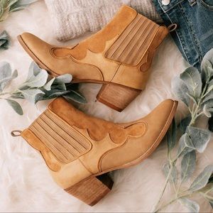 Vegan Leather suede cowgirl short booties By Nanamacs